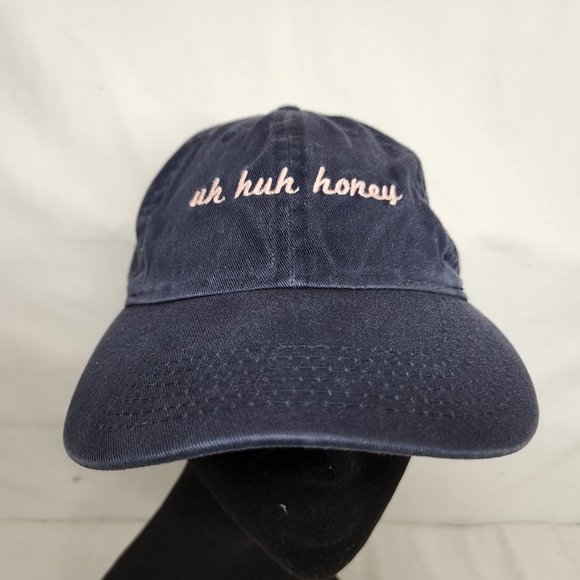 newhattan Accessories - Newhattan Womens "Uh Huh Honey" Blue Canvas Baseball Cap Hat Adjustable Funny